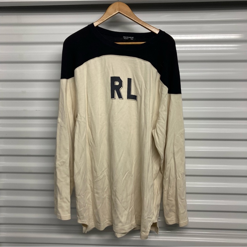 Men's Black and Cream Long Sleeve Shirt